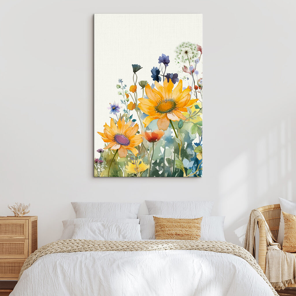 Girassóis entre flores azuis — interior 2