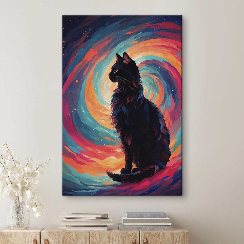 Gato preto em espiral — interior 2