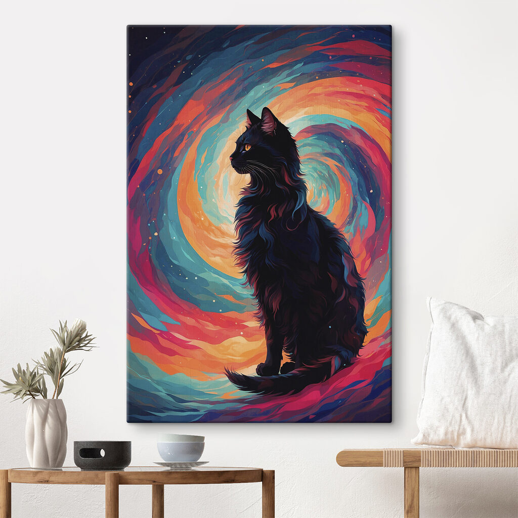 Gato preto em espiral — interior 1