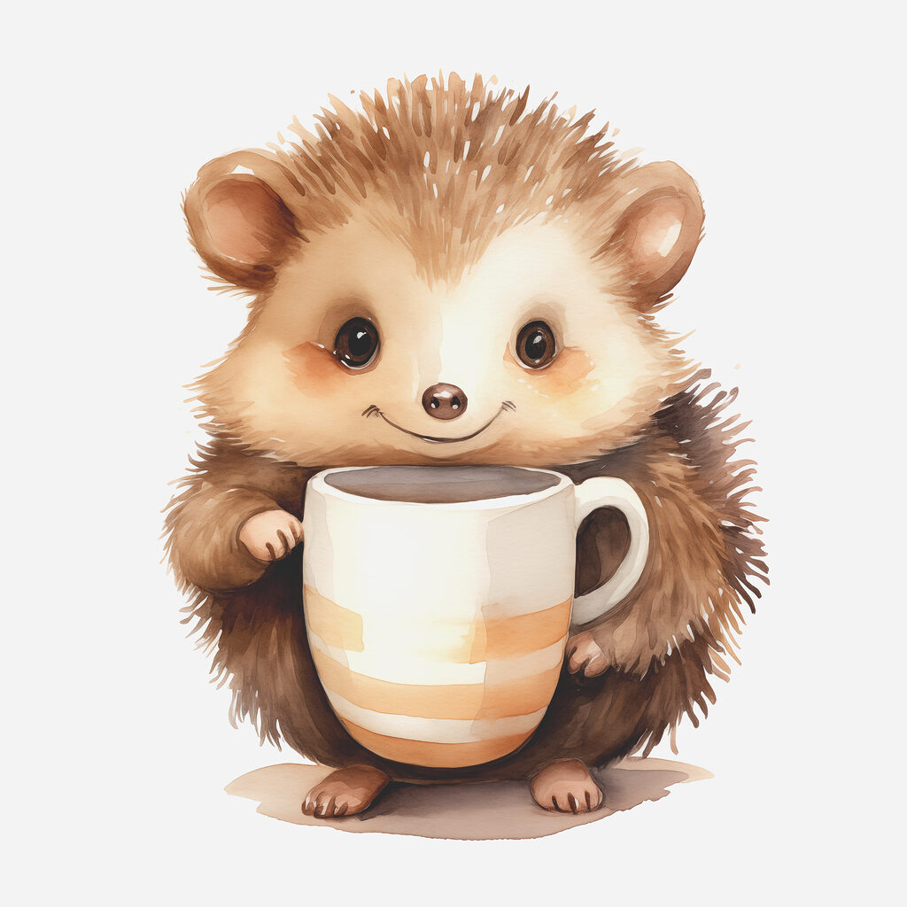 Ouriço com caneca grande — design completo