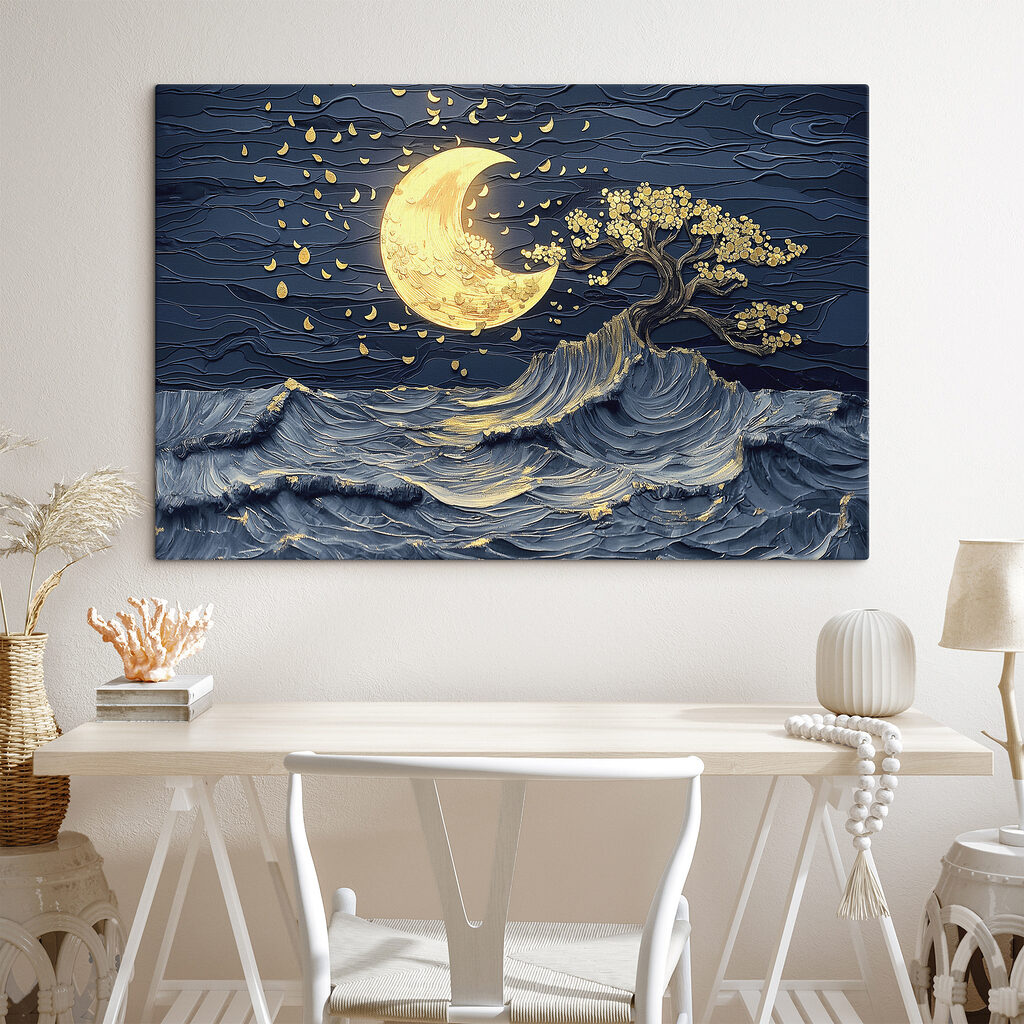 Árvore entre ondas noturnas — interior 2