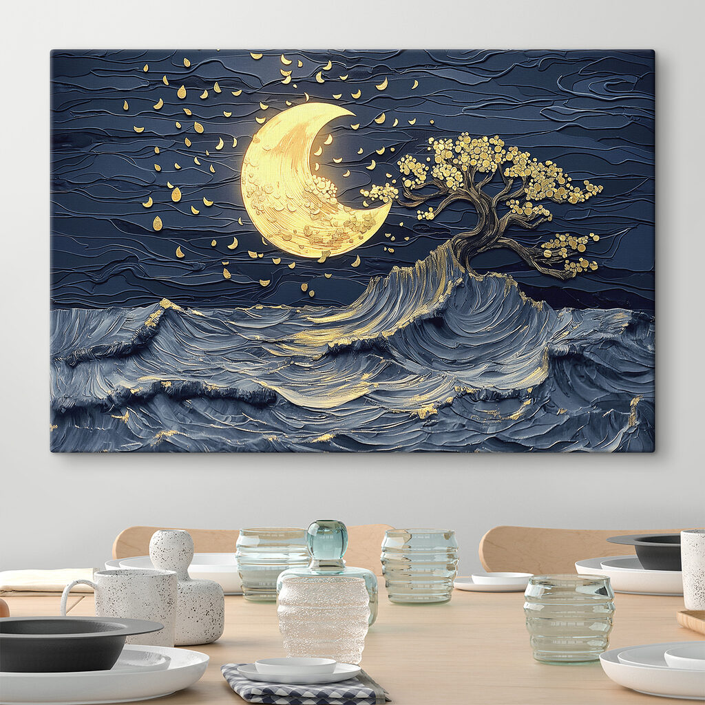 Árvore entre ondas noturnas — interior 1