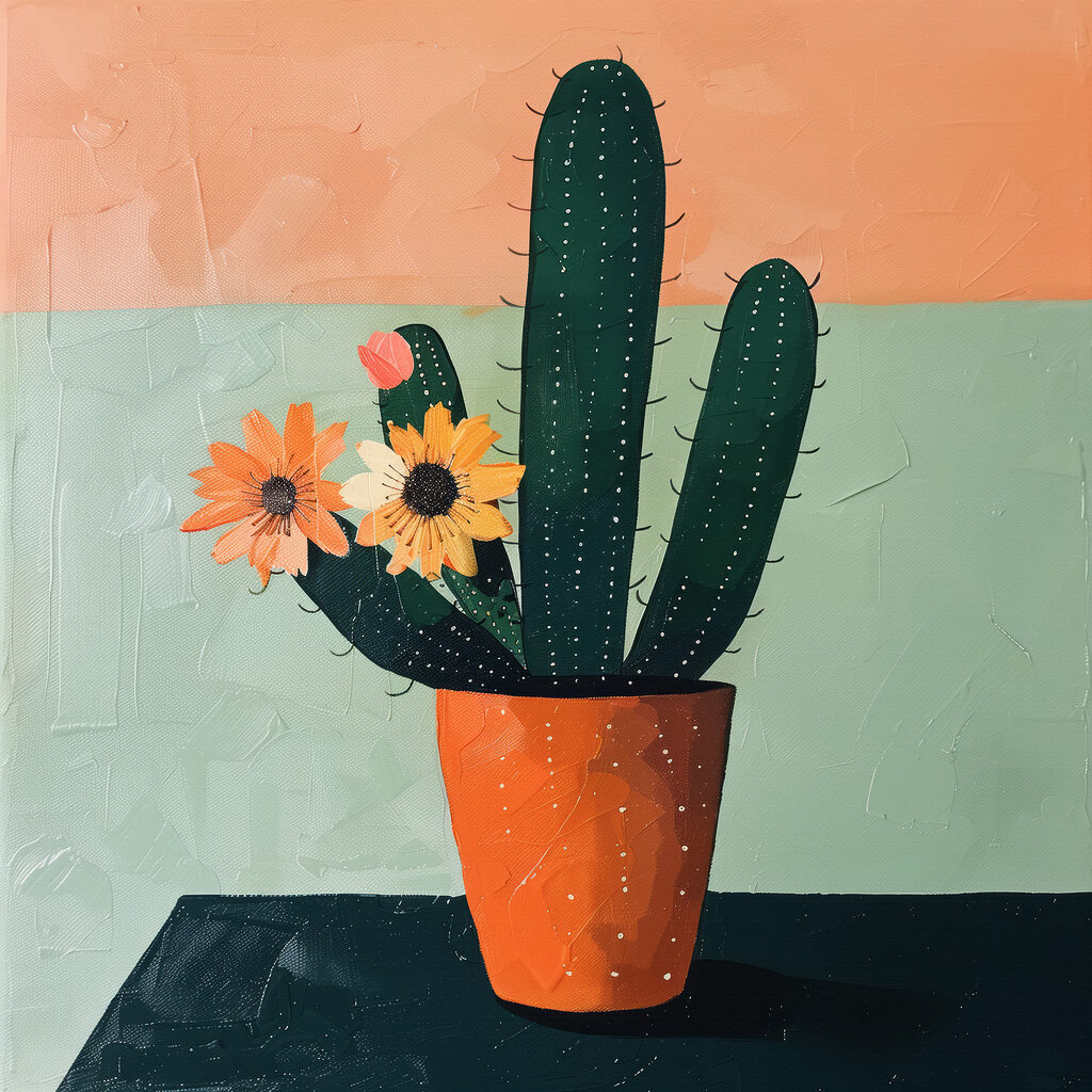 Cato com flores laranja — design completo