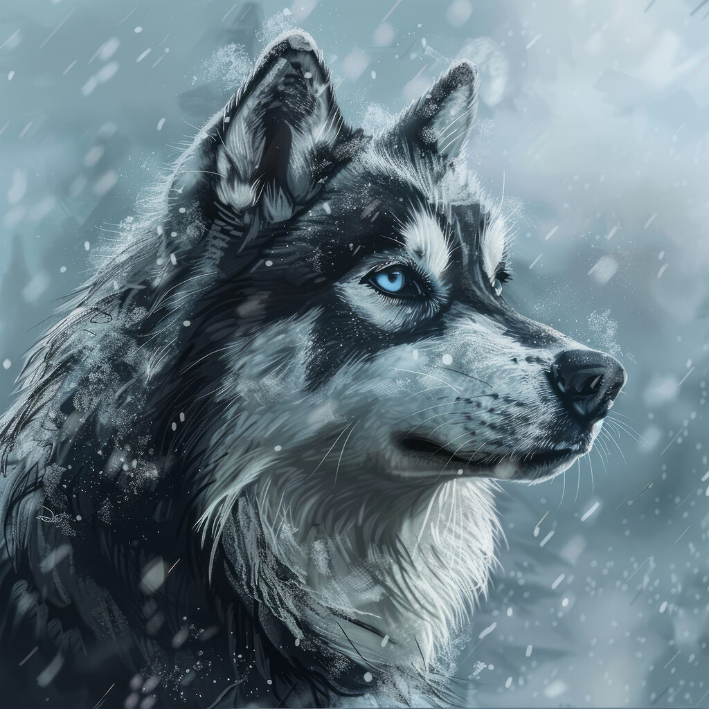 Husky na neve — design completo