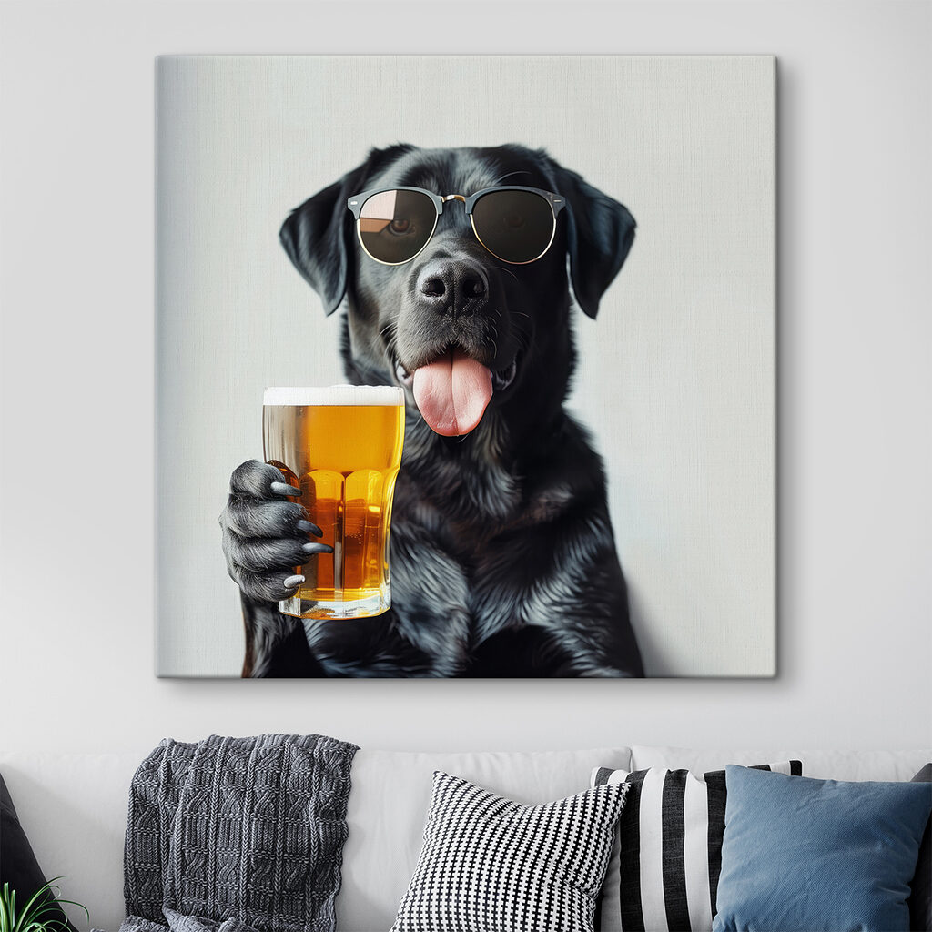 Cão a brindar num interior
