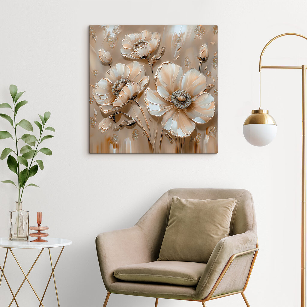 Flores brancas sobre bege-areia — interior 2