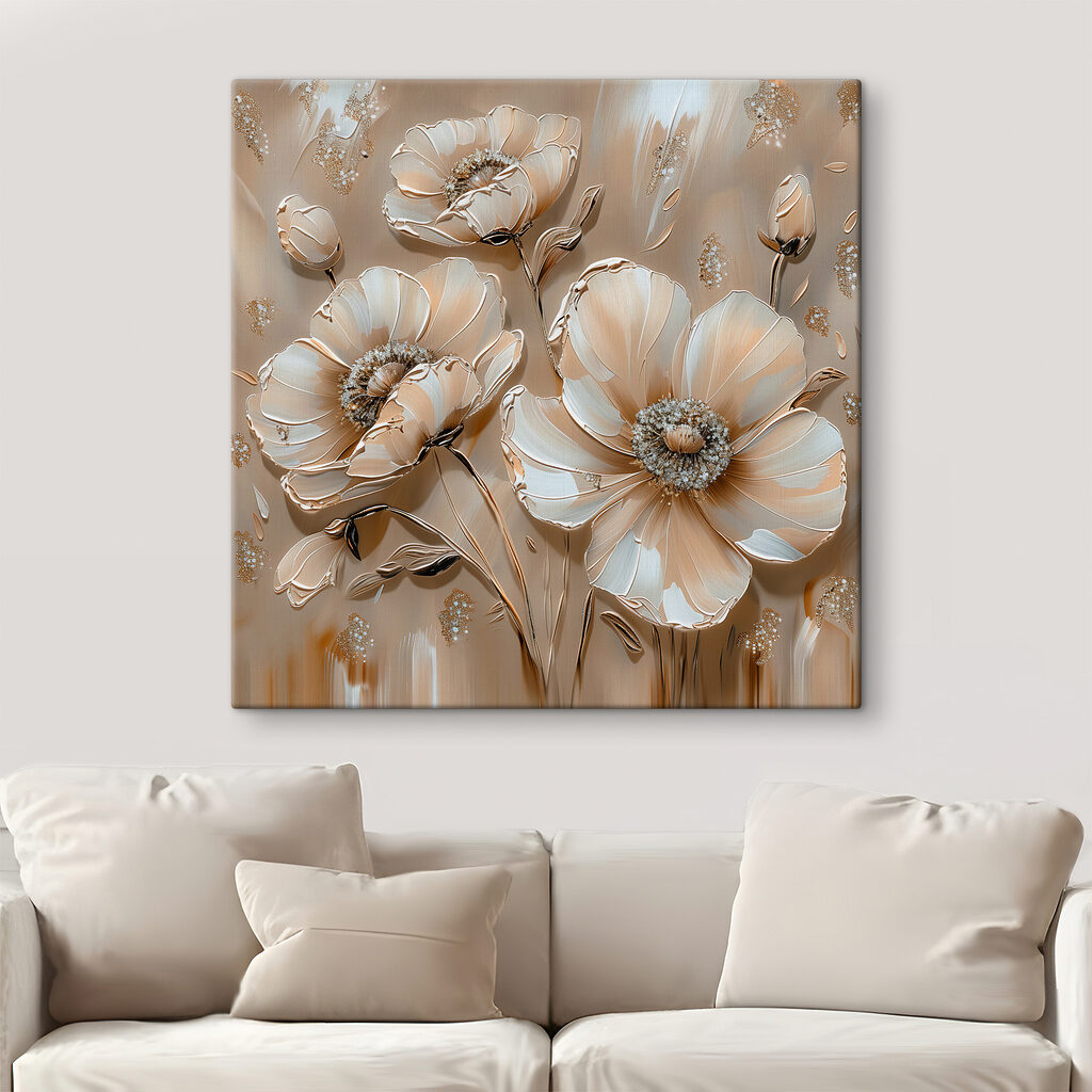 Flores brancas sobre bege-areia — interior 3