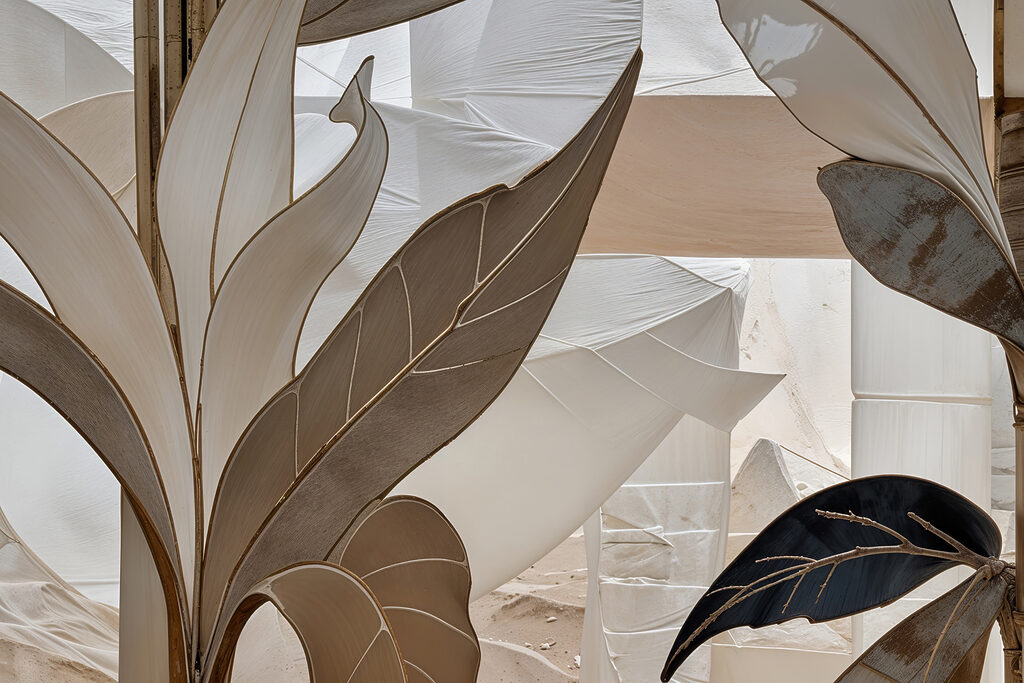 Folhas em linhas terrosas — design completo