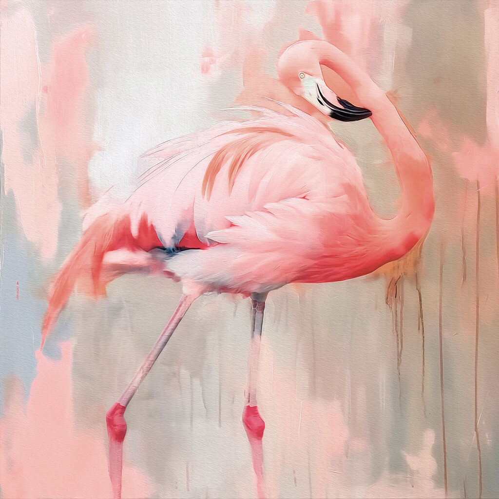 Flamingo em riscas rosa — design completo
