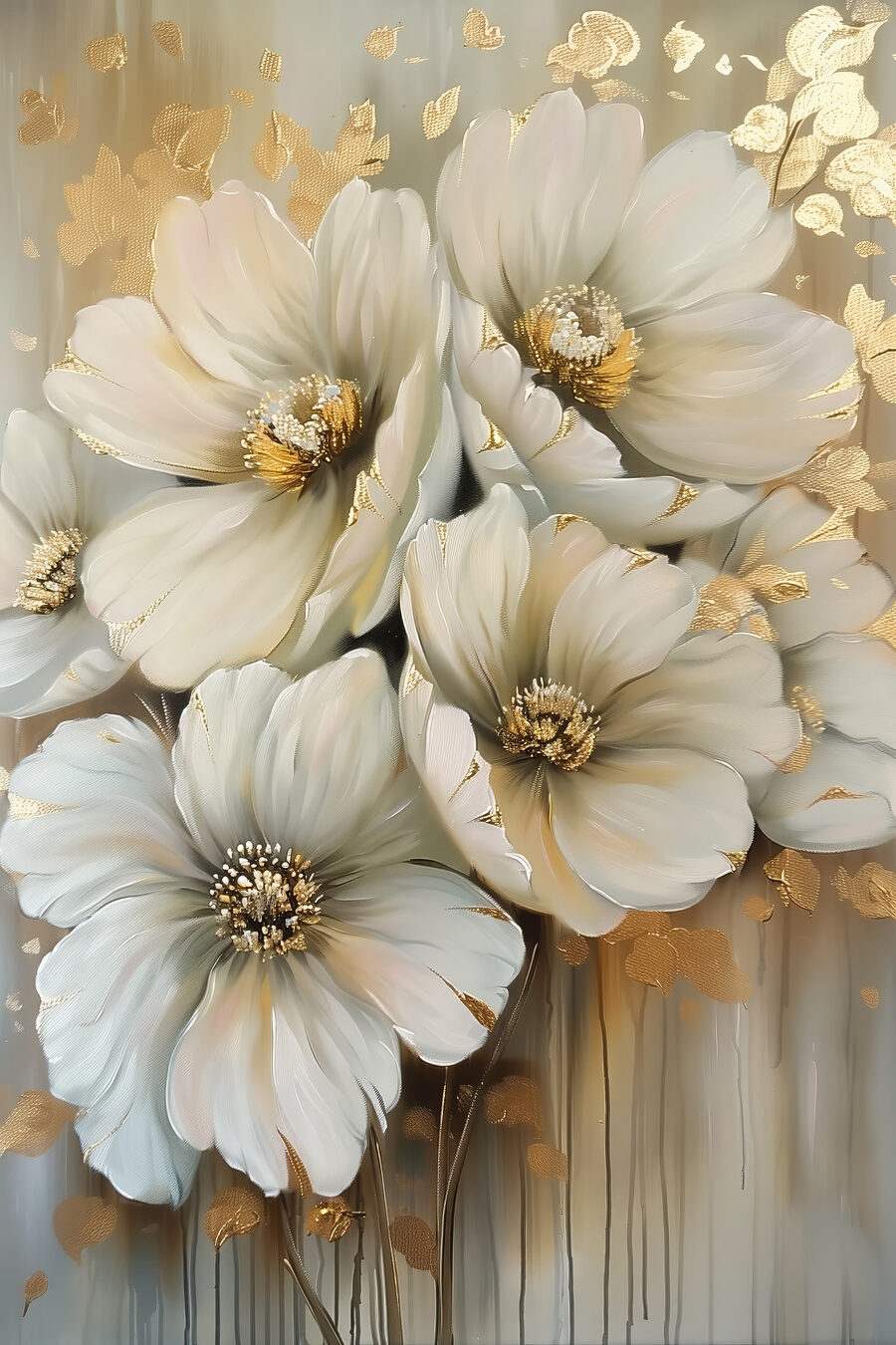 Flores creme e dourado — design completo