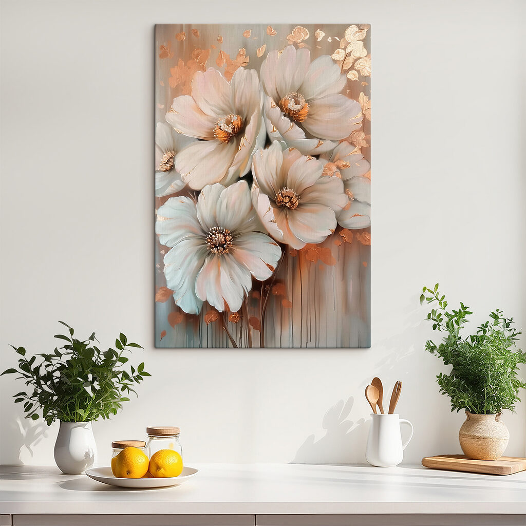 Flores creme e dourado — interior 1