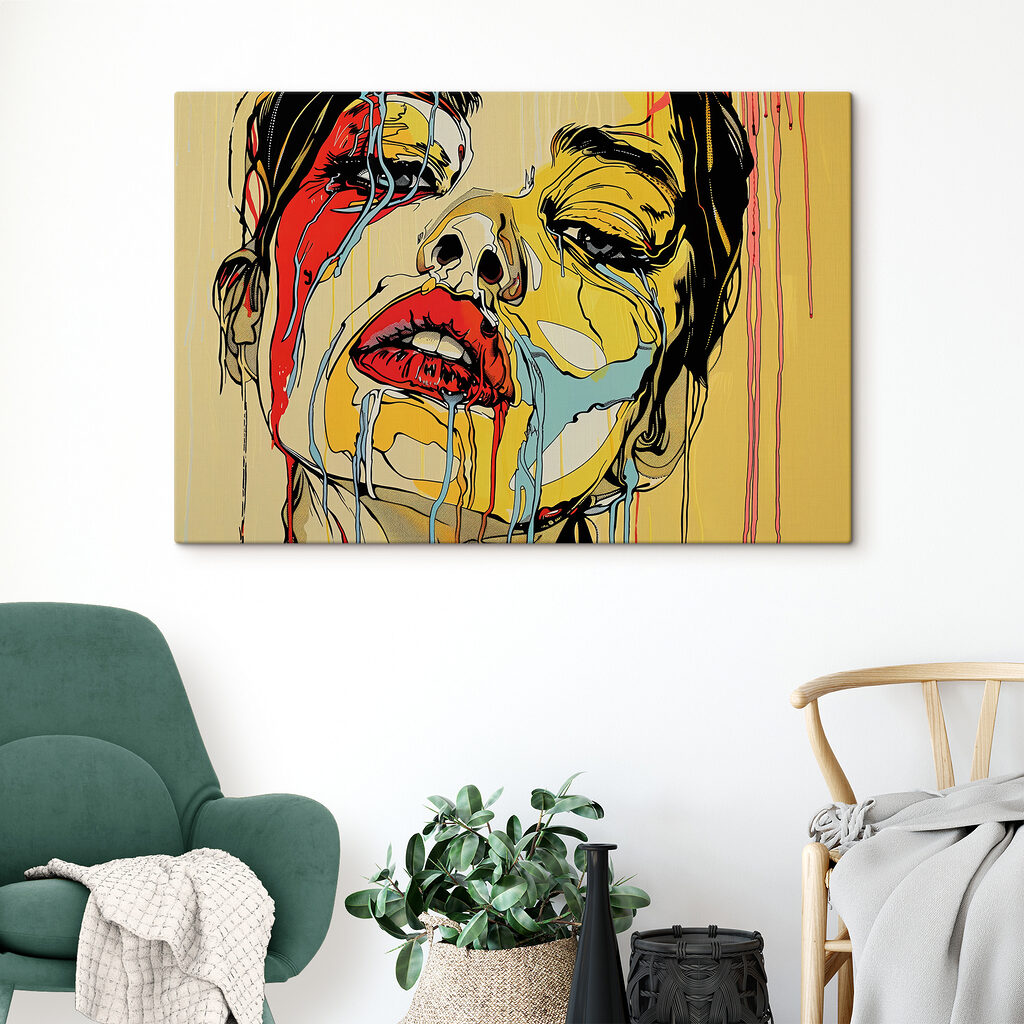 Rosto em faixas coloridas — interior 1
