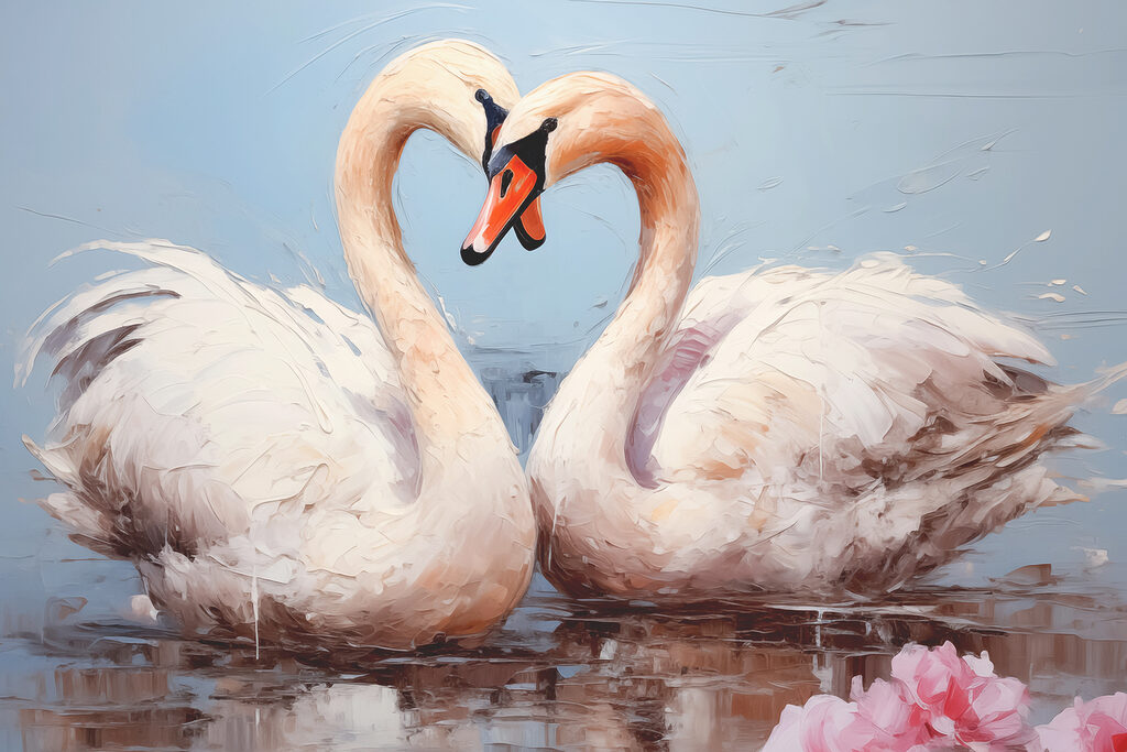 Cisnes formam um coração — design completo