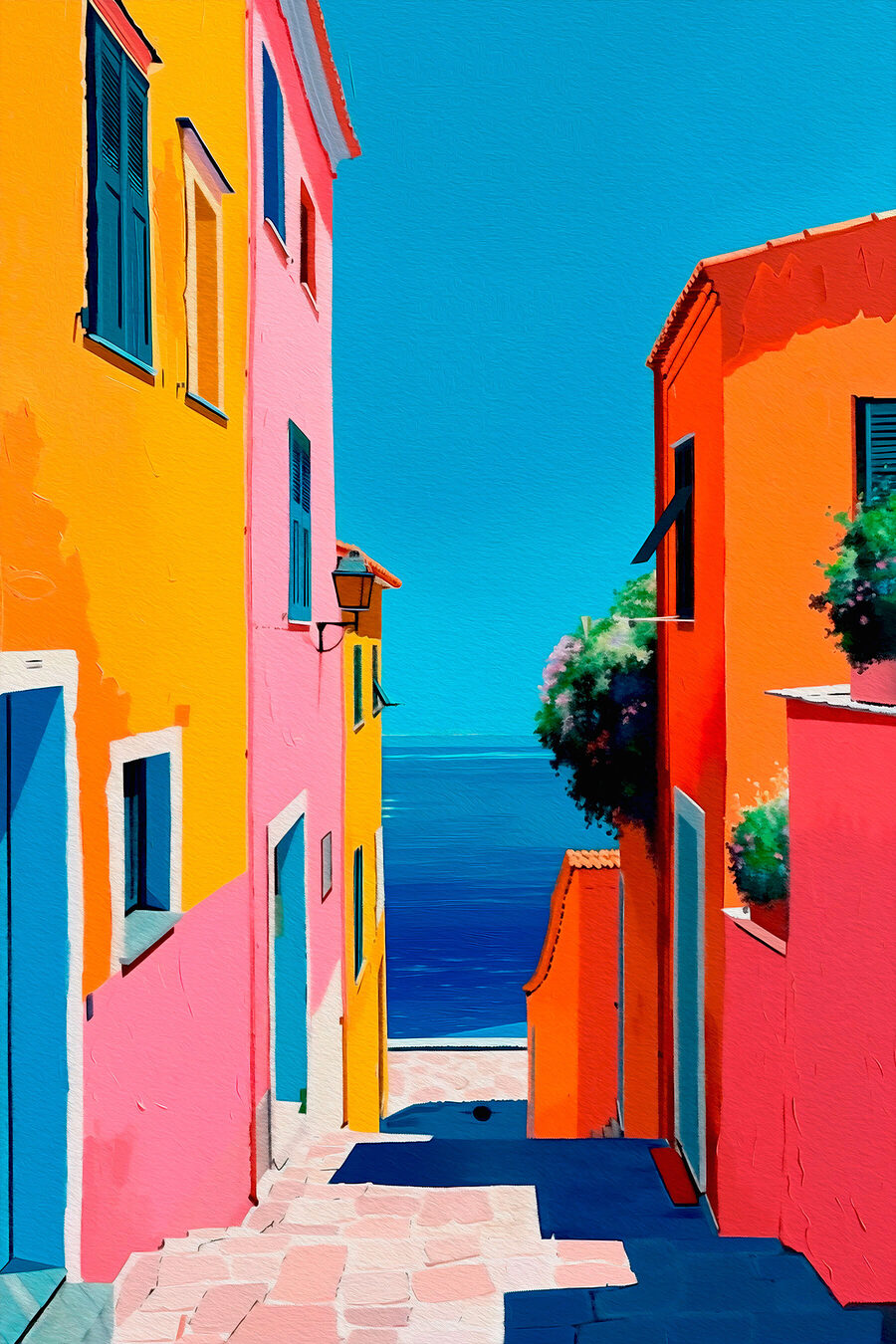 Passagem colorida ao mar — design completo