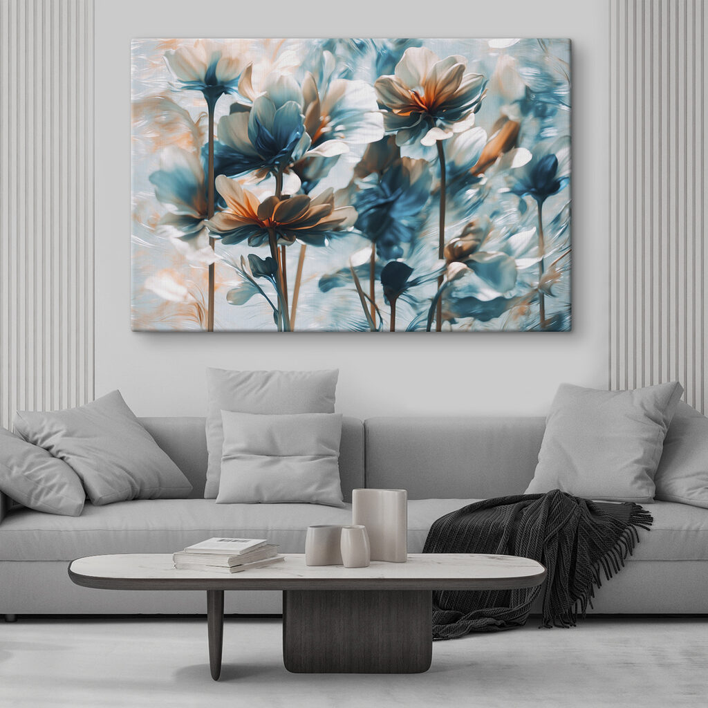 Flores azuis em hastes — interior 1