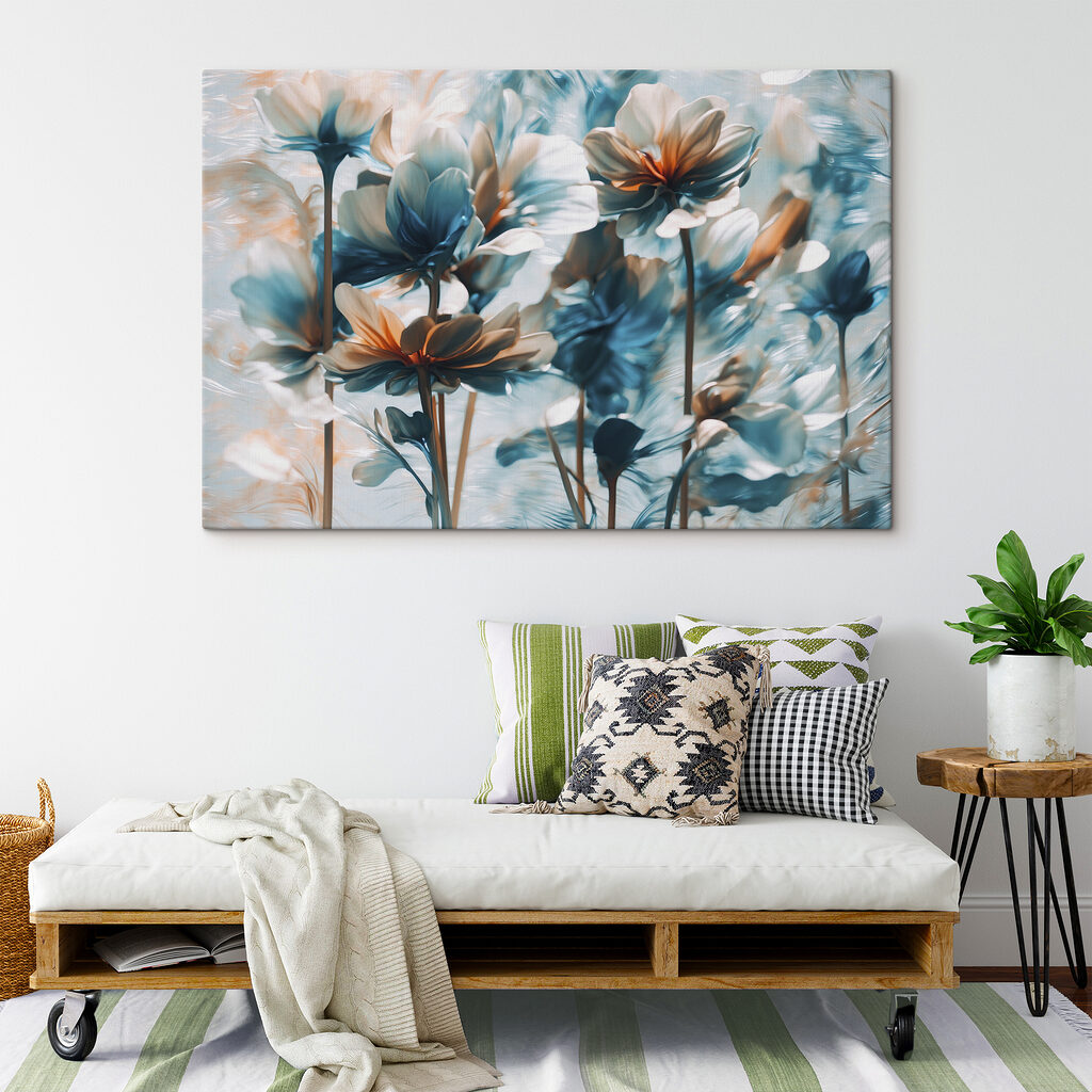 Flores azuis em hastes — interior 2