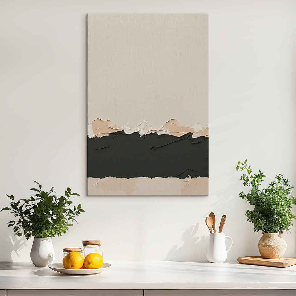 Faixa escura sobre bege — interior 3