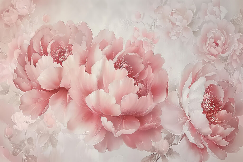 Peónias em rosa suave — design completo