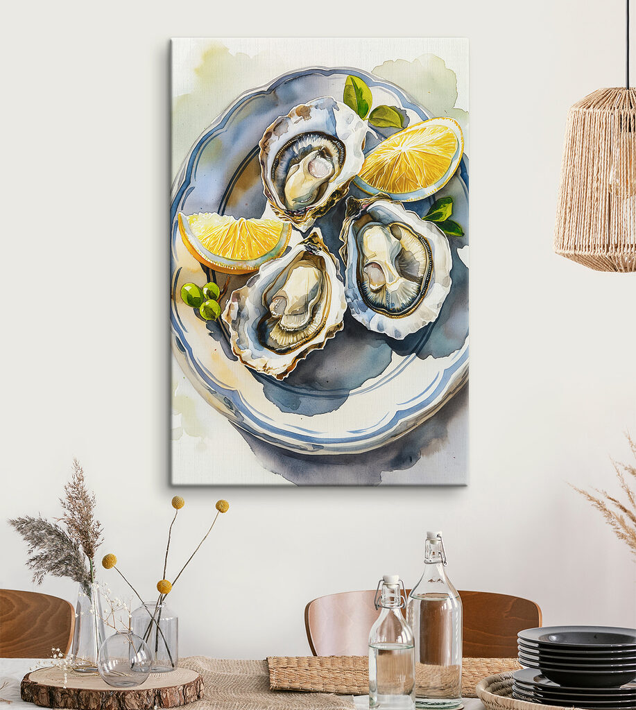 Três ostras sobre azul — interior 1