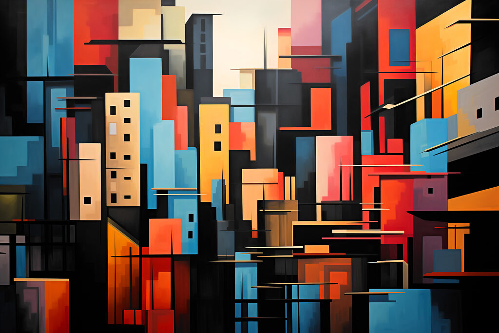 Cidade de blocos coloridos — design completo