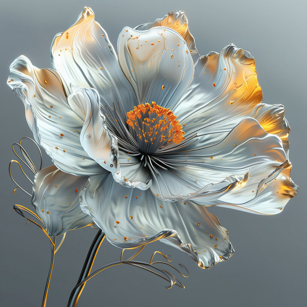 Flor prateada — design completo