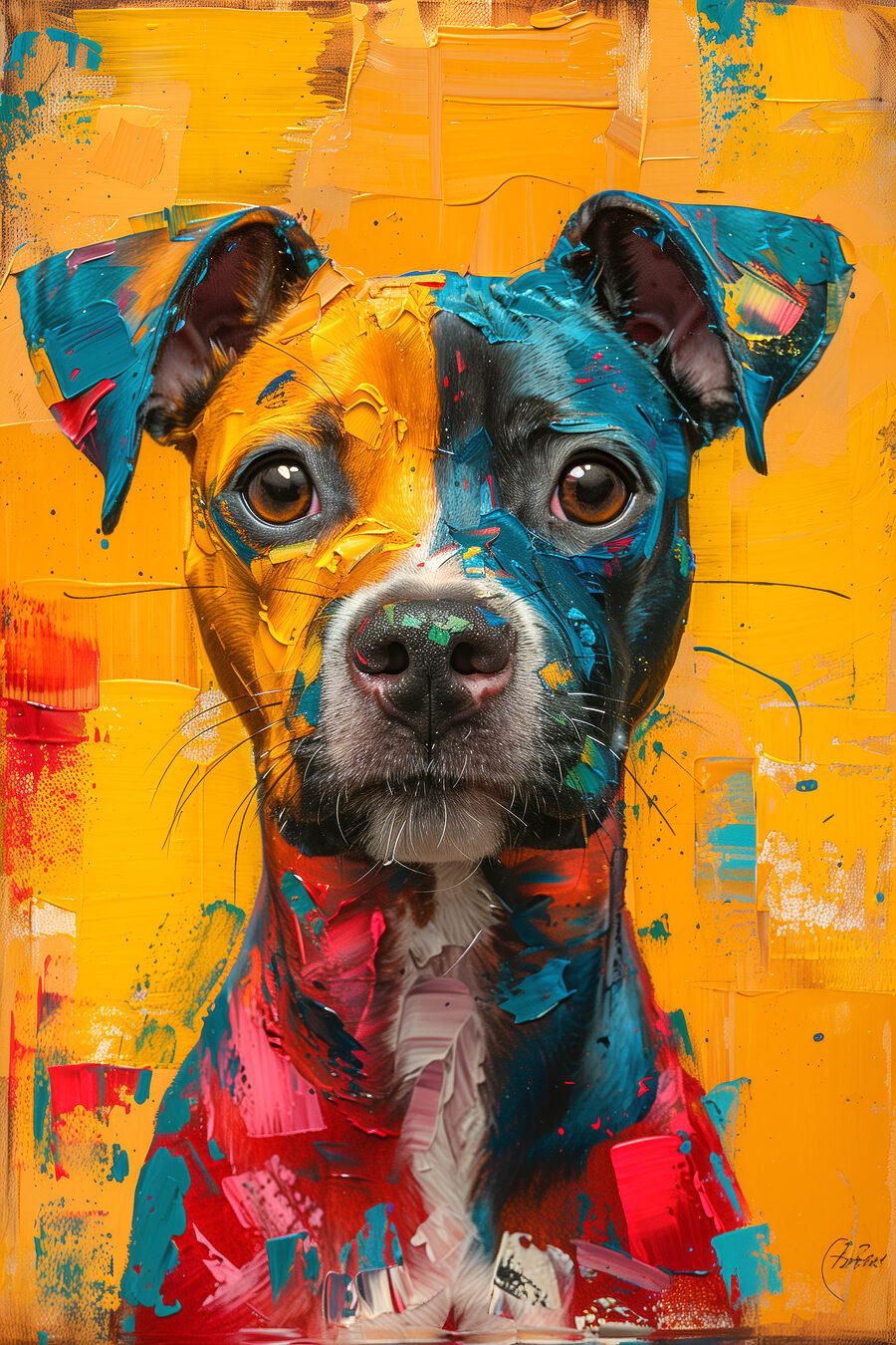 Cão em cores solares — design completo