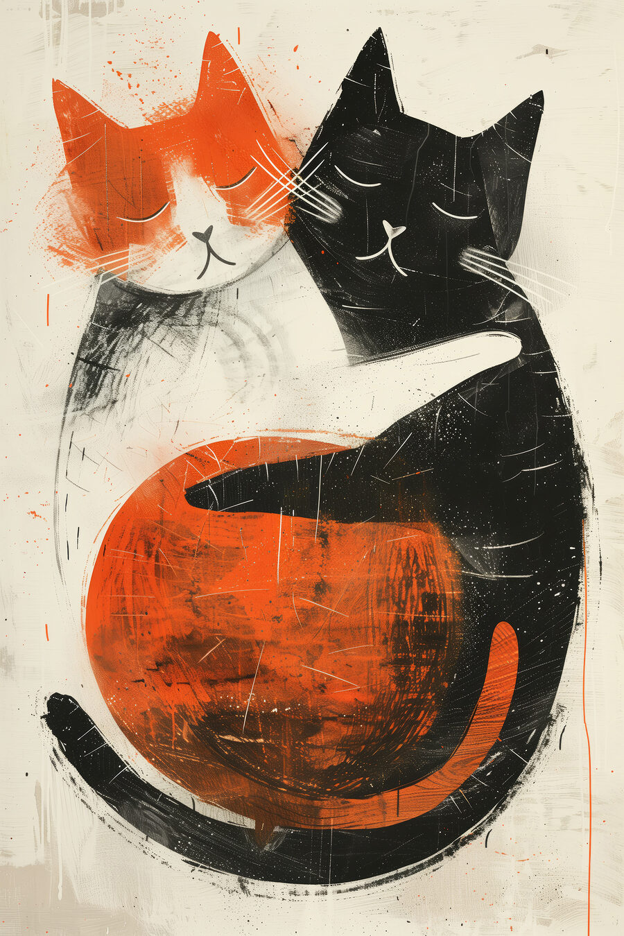 Dois gatos abraçados — design completo