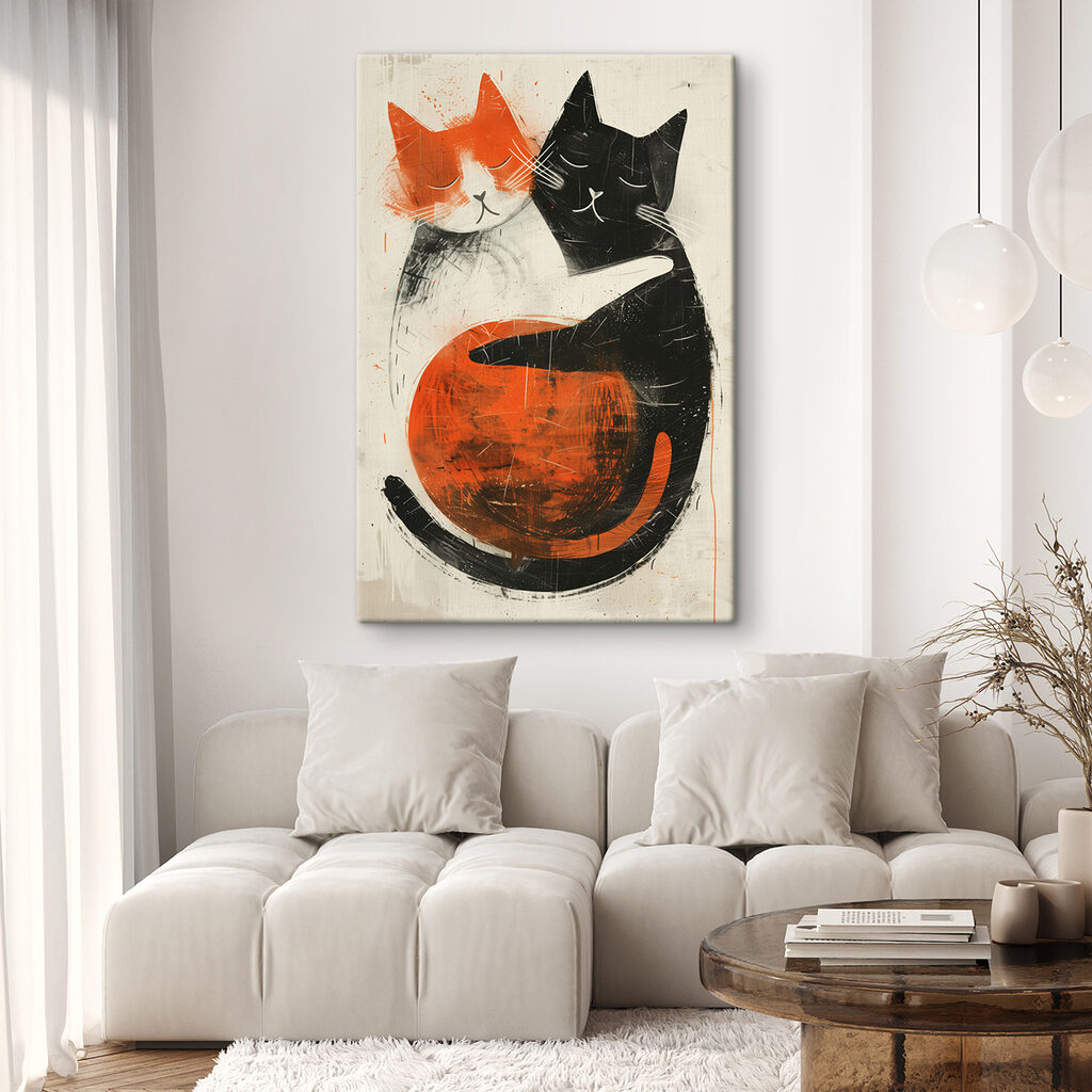 Dois gatos abraçados — interior 2