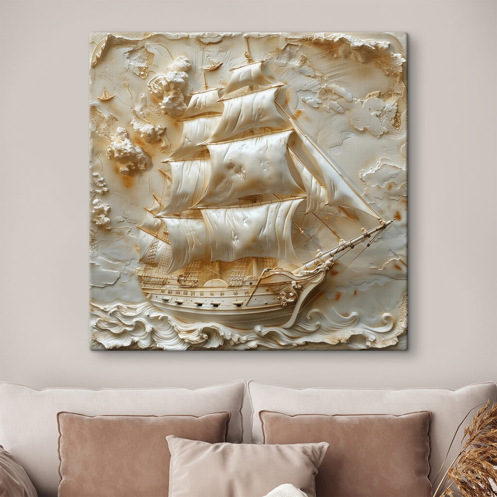 Veleiro entre ondas brancas — interior 2