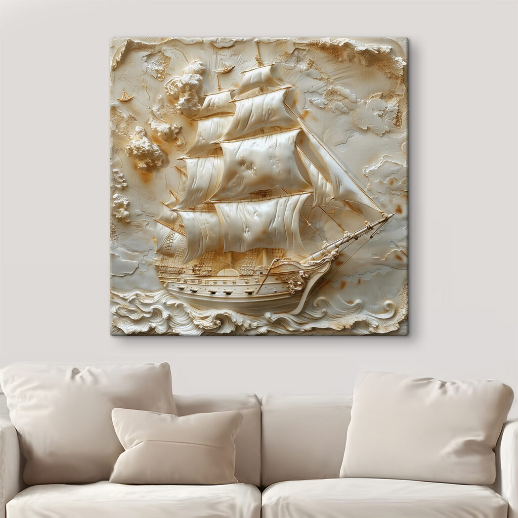 Veleiro entre ondas brancas — interior 1