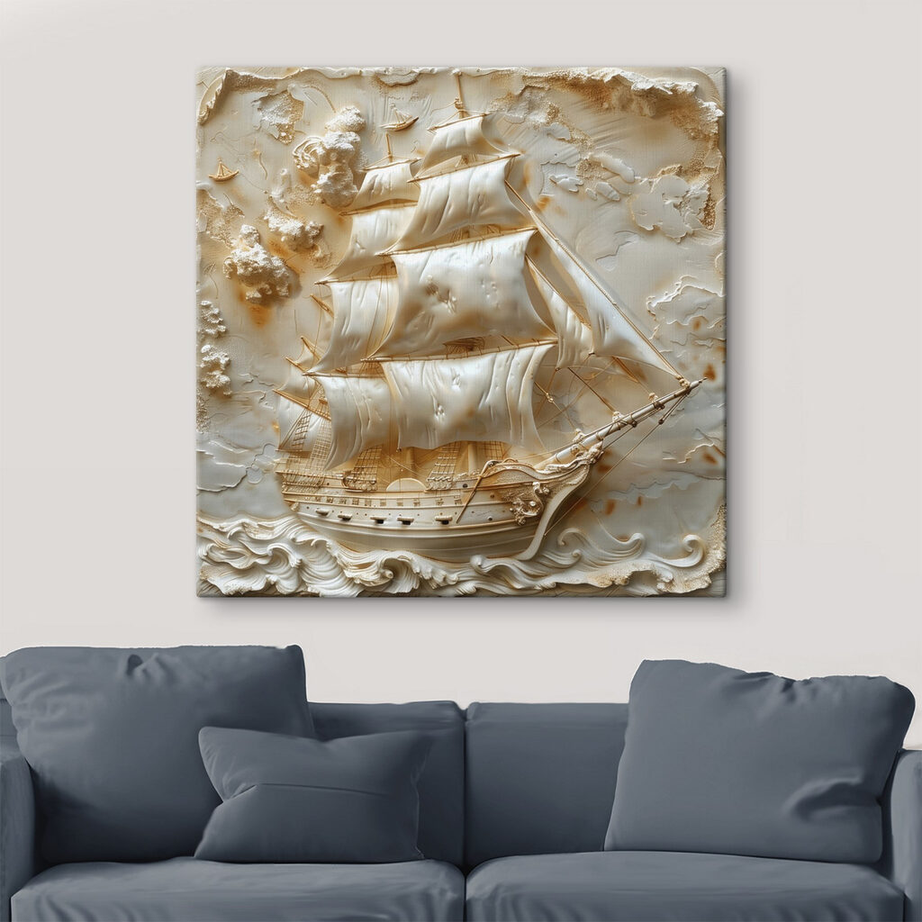 Veleiro entre ondas brancas — interior 4