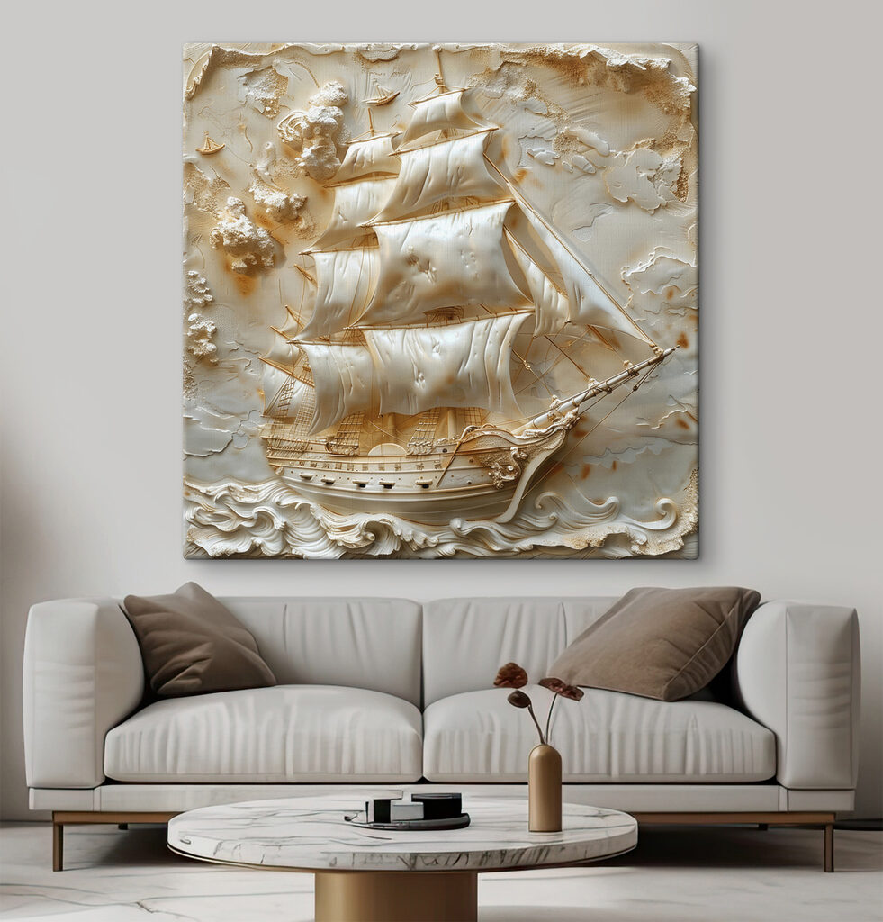 Veleiro entre ondas brancas — interior 3