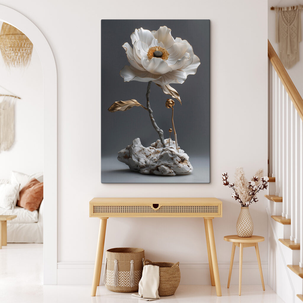Flor sobre raízes rochosas — interior 3