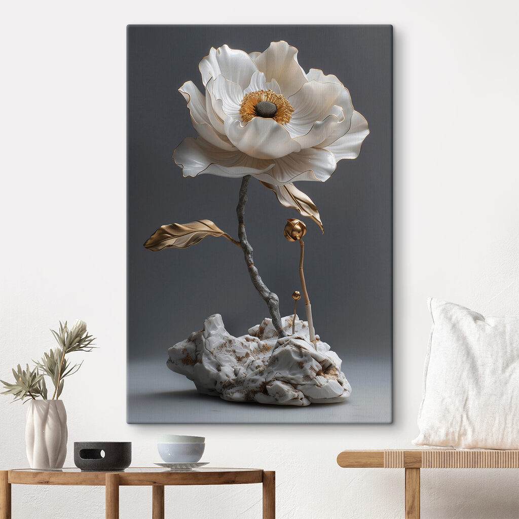 Flor sobre raízes rochosas — interior 1
