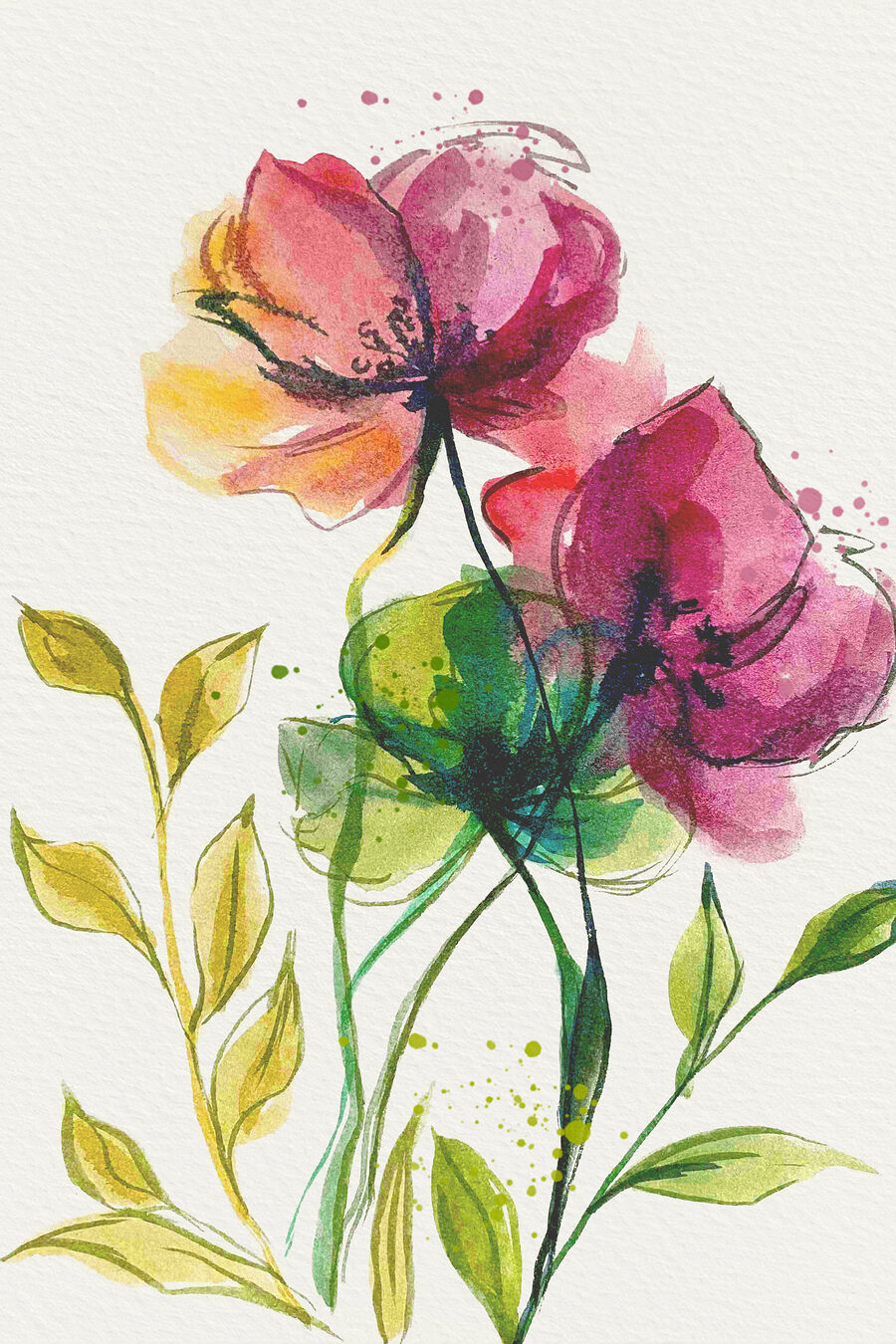 Flores cor-de-rosa e amarelas — design completo