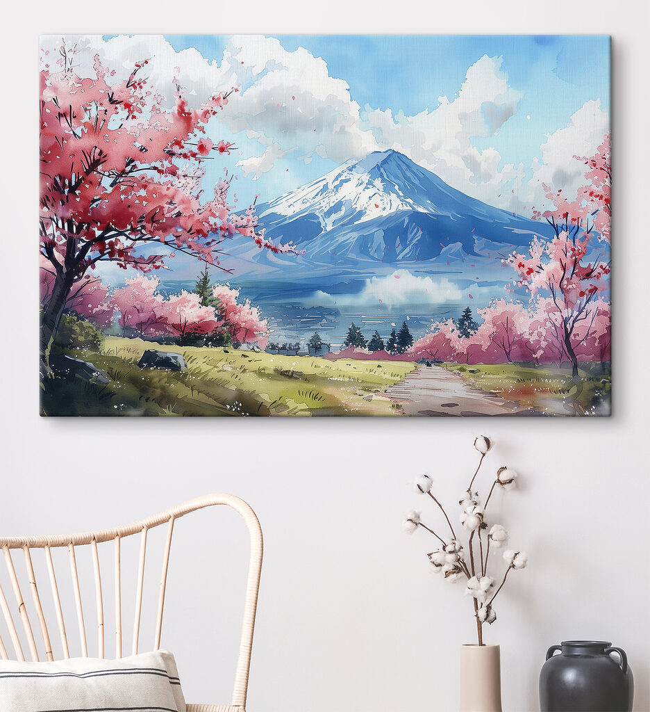 Montanha em flor num interior