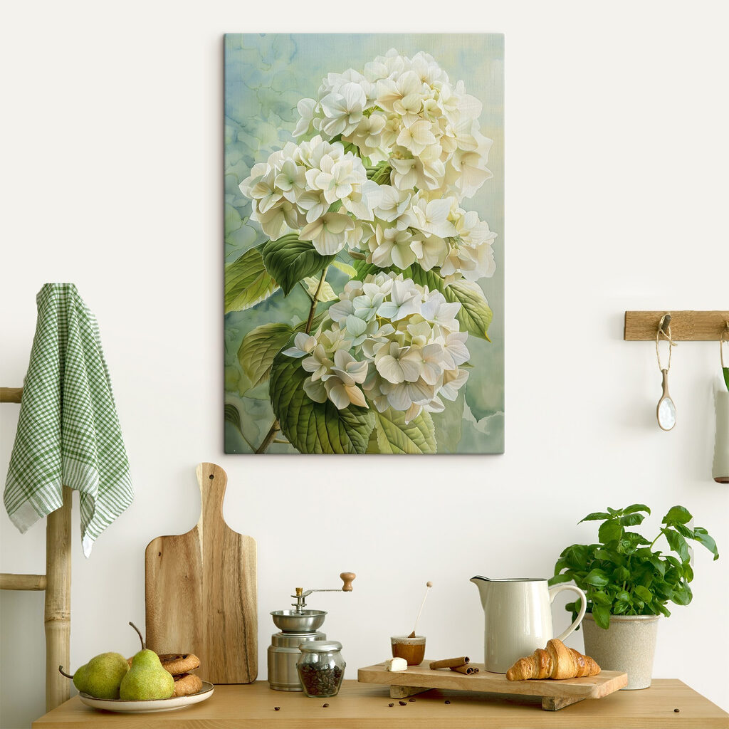 Hortênsias em verde suave — interior 4
