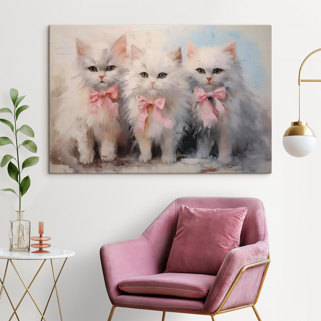 Gatinhos com laços cor-de-rosa — interior 1