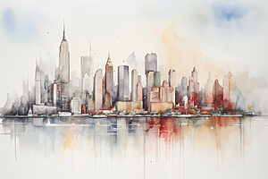 Cidade em aguarela — design completo