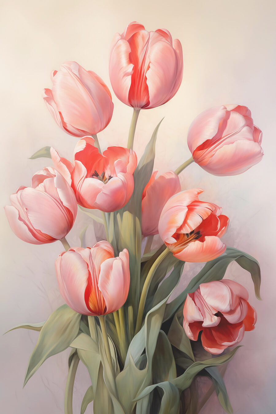 Tulipas cor-de-rosa a abrir — design completo
