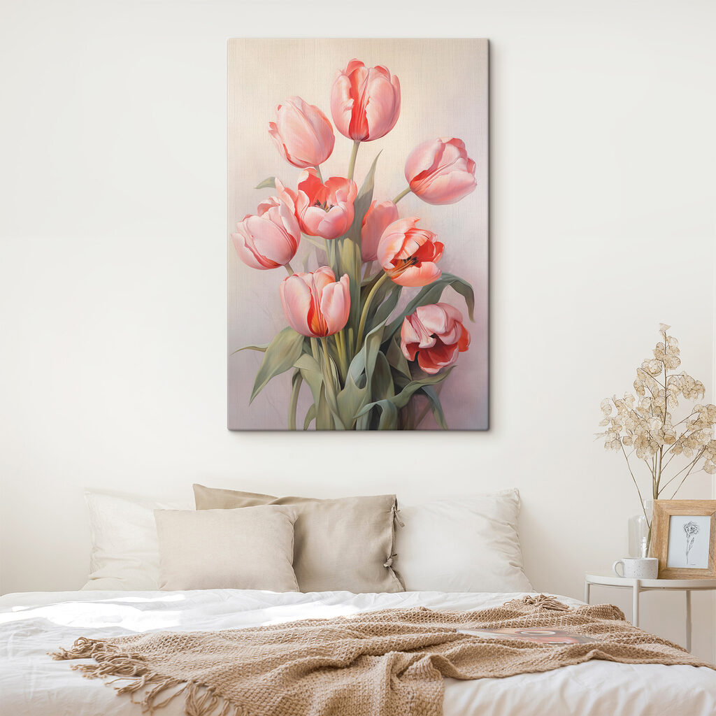 Tulipas cor-de-rosa a abrir — interior 1