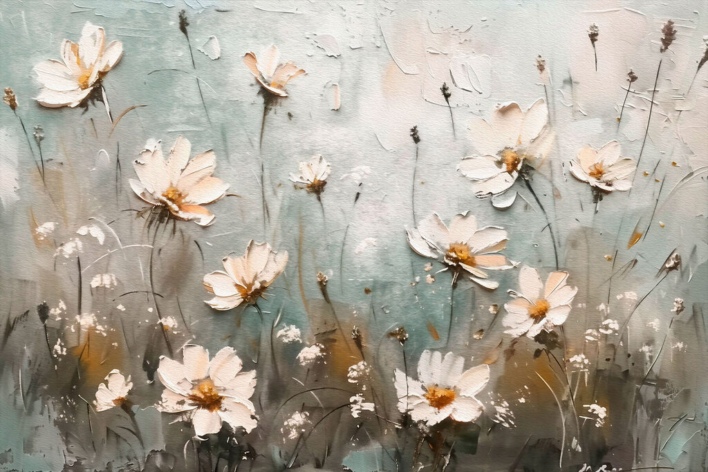 Flores em tons frescos — design completo