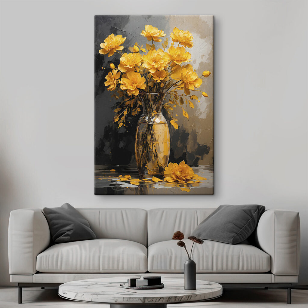 Flores amarelas sobre cinzento-escuro — interior 3