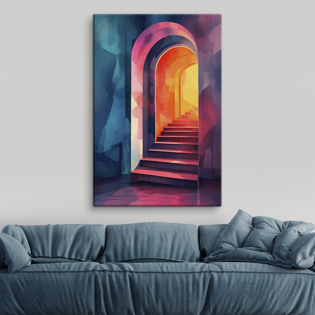 Escadaria entre arcos quentes — interior 2