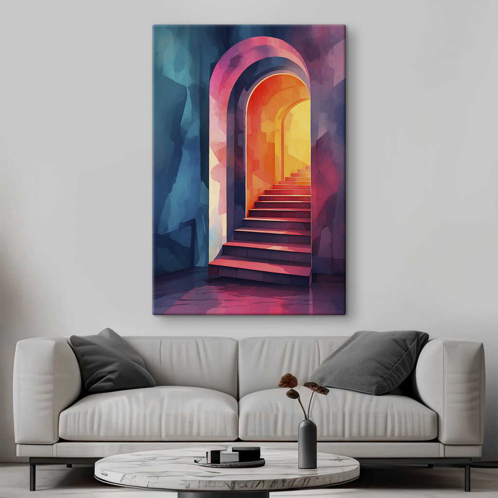 Escadaria entre arcos quentes — interior 3