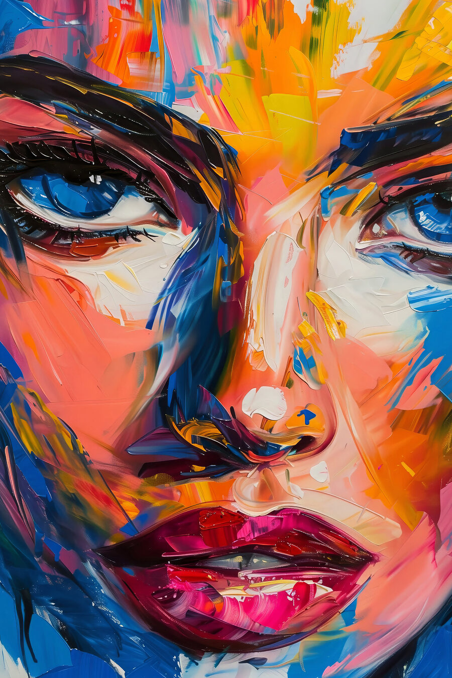 Olhos azuis entre pinceladas — design completo