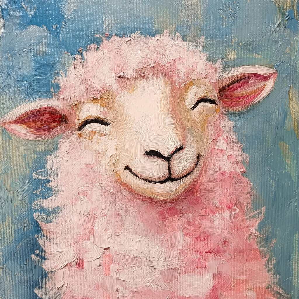 Ovelhinha com caracóis cor-de-rosa — design completo