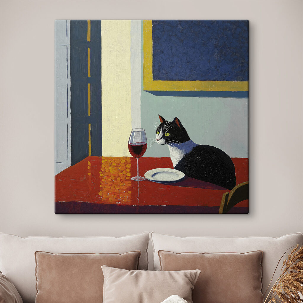 Gato com vinho tinto — interior 1