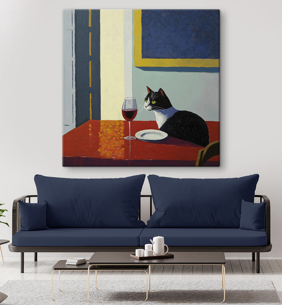 Gato com vinho tinto — interior 2