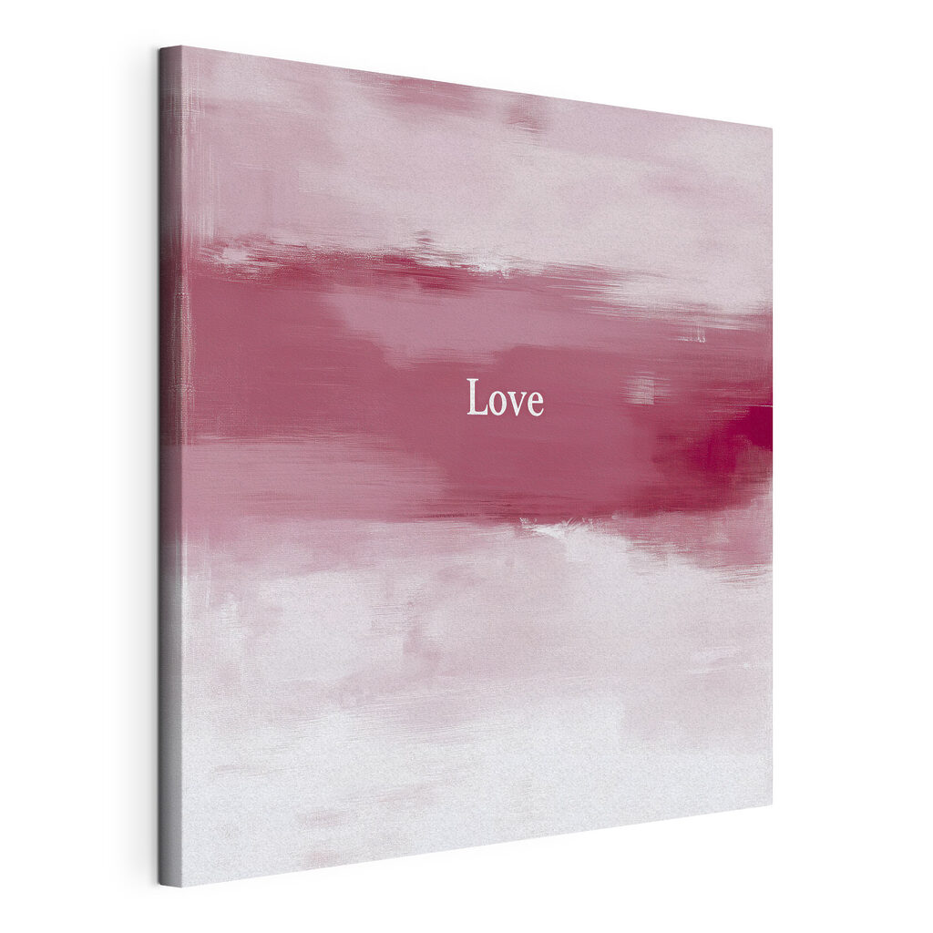 Amor em tinta cor-de-rosa, tela esticada e borda contínua